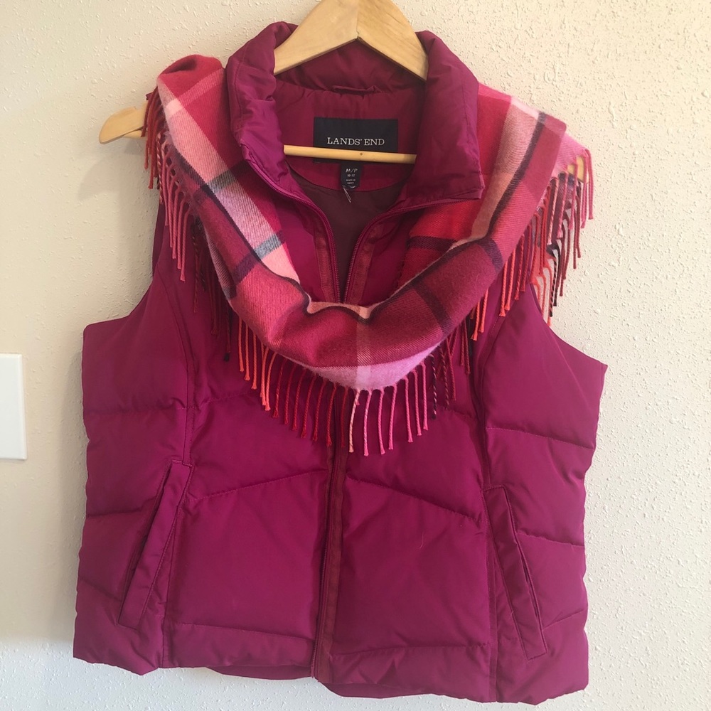 Lands End Down Puffer Vest and Scarf